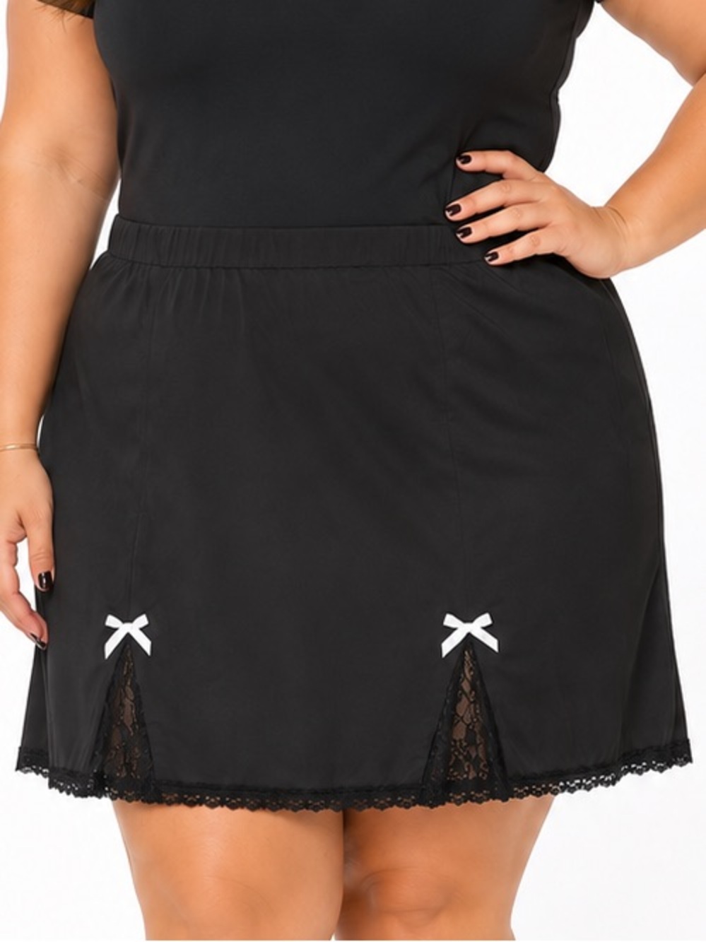 NEW - SHEIN MOD Black Mini Skirt Lace Bow Detail Y2K Goth Coquette 3XL